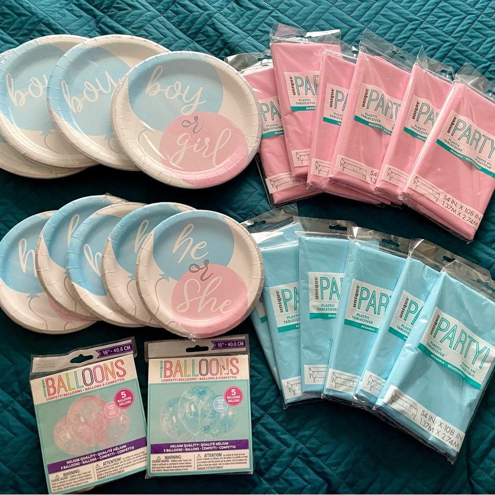 Gender Reveal Party Supplies Set - Pink and Blue